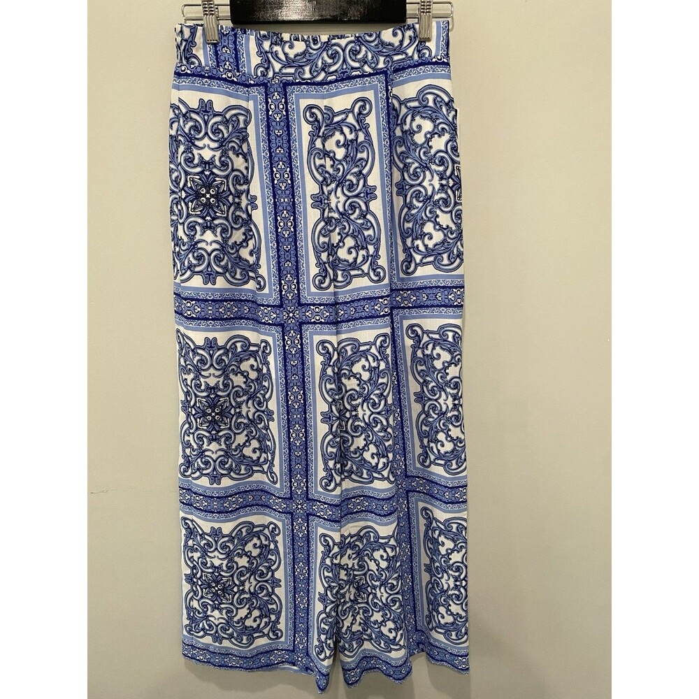 BCX Women's Blue Wide Leg Pants Size M Elastic Waist NWT Resort Wear Beachy Boho
